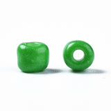 6/0 Glass Seed Beads, Baking Paint, Round Hole, Round, Green, 4~5x3~5mm, Hole: 1.2~1.5mm, about 4500pcs/Pound