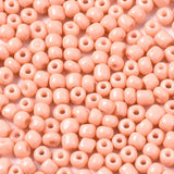 6/0 Glass Seed Beads, Baking Paint, Round Hole, Round, Light Salmon, 4~5x3~5mm, Hole: 1.2~1.5mm, about 4500pcs/Pound