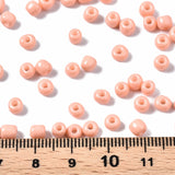 6/0 Glass Seed Beads, Baking Paint, Round Hole, Round, Light Salmon, 4~5x3~5mm, Hole: 1.2~1.5mm, about 4500pcs/Pound