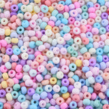 6/0 Glass Seed Beads, Macaron Color, Round Hole, Round, Mixed Color, 4~4.5x3mm, Hole: 1~1.2mm, about 4500pcs/bag, about 450g/bag.