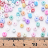 6/0 Glass Seed Beads, Macaron Color, Round Hole, Round, Mixed Color, 4~4.5x3mm, Hole: 1~1.2mm, about 4500pcs/bag, about 450g/bag.