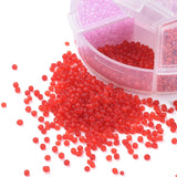 6 Colors 12/0 Glass Seed Beads, Frosted Colors & Opaque Colours & Trans. Colors Rainbow & Ceylon, Round, Red, 12/0, 2mm, Hole: 1mm, 60g/box, about 3960pcs/box