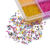 19200Pcs 24 Colors 12/0 Glass Seed Beads, Transparent, Round, Mixed Color, 2~2.5x1.5~2mm, Hole: 0.8mm, about 800Pcs/color