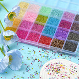 19200Pcs 24 Colors 12/0 Glass Seed Beads, Transparent, Round, Mixed Color, 2~2.5x1.5~2mm, Hole: 0.8mm, about 800Pcs/color