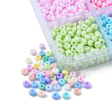 2250Pcs 15 Colors 6/0 Glass Seed Beads, Macaron Color, Round Hole, Round, Mixed Color, 4~4.5x3mm, Hole: 1~1.2mm, about 150Pcs/color