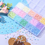 2250Pcs 15 Colors 6/0 Glass Seed Beads, Macaron Color, Round Hole, Round, Mixed Color, 4~4.5x3mm, Hole: 1~1.2mm, about 150Pcs/color