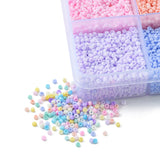 180G 12 Colors 13/0 Glass Seed Beads, Macaron Color, Round Hole, Round, Mixed Color, 2~2.3x1.5mm, Hole: 0.8mm, about 15g/color