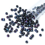 6/0 Opaque Glass Seed Beads, Round Hole, Rondelle, Black, 4~4.5x3~4mm, Hole: 0.8~1.5mm, 10g/box