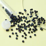 6/0 Opaque Glass Seed Beads, Round Hole, Rondelle, Black, 4~4.5x3~4mm, Hole: 0.8~1.5mm, 10g/box