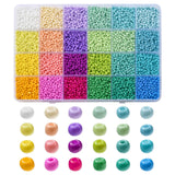 312G 24 Color 8/0 Baking Paint Glass Seed Beads, Round, Mixed Color, 3mm, Hole: 1mm, 13G/color