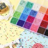 312G 24 Color 8/0 Baking Paint Glass Seed Beads, Round, Mixed Color, 2mm, Hole: 1mm, 13G/color