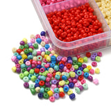 195G 15 Color 8/0 Baking Paint Glass Seed Beads, Round Hole, Round, Mixed Color, 3~3.5x2mm, Hole: 1~1.2mm, 13g/color