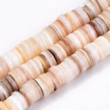 Natural Freshwater Shell Beads Strands, Disc/Flat Round, Heishi Beads, Shell Shards, Wheat, 5~6x1.5~3mm, Hole: 0.8mm, about 201pcs/Strand, 11.22 inch(28.5cm), 10Strand/Set