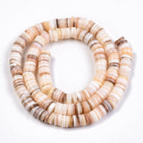 Natural Freshwater Shell Beads Strands, Disc/Flat Round, Heishi Beads, Shell Shards, Wheat, 5~6x1.5~3mm, Hole: 0.8mm, about 201pcs/Strand, 11.22 inch(28.5cm), 10Strand/Set