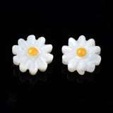 Natural Freshwater Shell Beads, with Enamel, Flower, Gold, 8x4mm, Hole: 0.8mm, 20pc/Set