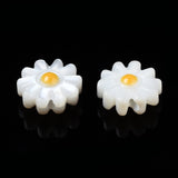 Natural Freshwater Shell Beads, with Enamel, Flower, Gold, 8x4mm, Hole: 0.8mm, 20pc/Set