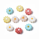 Natural Freshwater Shell Beads, with Enamel, Flower, Mixed Color, 8x4mm, Hole: 0.8mm, 20pc/Set