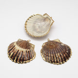 Natural Shell Big Pendant, with Plated Golden Brass Findings, 44~68x40~54x4~5mm, Hole: 2mm, 10pc/Set