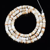 Natural Freshwater Shell Beads Strands, Flat Round/Disc, Heishi Beads, Seashell Color, 4x1~2mm, Hole: 0.8mm, about 206~210pcs/strand, 14.96 inch~15.16 inch(38cm~38.5cm), 5Strand/Set