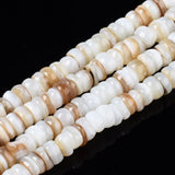 Natural Freshwater Shell Beads Strands, Flat Round/Disc, Heishi Beads, Seashell Color, 4x1~2mm, Hole: 0.8mm, about 206~210pcs/strand, 14.96 inch~15.16 inch(38cm~38.5cm), 5Strand/Set