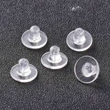 Silicone Ear Nuts, Bullet Clutch Earring Backs with Pad, for Droopy Ears, for Stud Earring Making, Clear, 10x7mm, Hole: 1mm, 500pc/Set