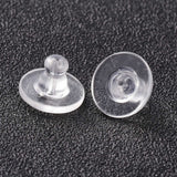 Silicone Ear Nuts, Bullet Clutch Earring Backs with Pad, for Droopy Ears, for Stud Earring Making, Clear, 10x7mm, Hole: 1mm, 500pc/Set