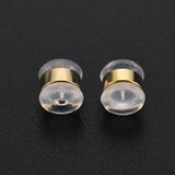 Silicone Ear Nuts, Earring Backs, with Brass Findings, Oval, Cadmium Free & Nickel Free & Lead Free, Golden, 5.5x5x5mm, Hole: 0.8mm, 50pc/Set