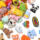 Silicone Beads, DIY Nursing Necklaces Making, Chewing Pendants for Teethers, Faceted, Mixed Shapes, Mixed Color, 18~51x19~34x7~25mm, Hole: 1.5~2mm, 10pc/Set