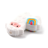 Silicone Focal Beads, Chewing Beads For Teethers, Alpaca, White, 31x28x9mm, Hole: 3mm, 5pcs/Set