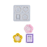 DIY PawPrint & Heart & Star & Rectangle Shaped Pendant Food-grade Silicone Molds, Quicksand Molds, Resin Casting Molds, For UV Resin, Epoxy Resin Craft Making, White, 140x142x10mm, Hole: 1.5mm, Inner Diameter: 7~60x3~60mm