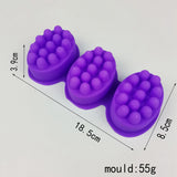 6 pc DIY Massage Bar Soap Silicone Molds, 3 Cavities, for Soap Making, Blue Violet, 185x85x39mm