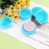 50 pc DIY Soap Making Silicone Molds, Resin Casting Molds, Clay Craft Mold Tools, Flat Round with Word 100%HANDMADE, Cyan, 7.3x2cm