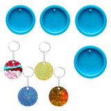 Flat Round Shape Keychain Molds Silicone Molds, for UV Resin, Epoxy Resin Jewelry Making, Deep Sky Blue, 62mm, Inner Diameter: 50mm