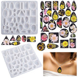 Pendant Silicone Molds, Resin Casting Molds, For UV Resin, Epoxy Resin Craft Making, Mixed Shapes, White, 235x216x11mm