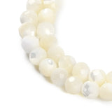 Shell Beads Strands, Faceted, Round, 3.8~4.5mm, Hole: 0.8mm, about 94pcs/strand, 15.86 inch(40.3cm), 3Strand/Set