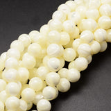 Natural Sea Shell Beads Strands, Round, Creamy White, 10mm, Hole: 1mm, about 40pcs/strand, 15.75 inch, 2Strand/Set