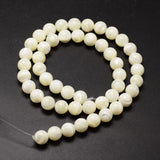 Natural Sea Shell Beads Strands, Round, Creamy White, 8mm, Hole: 0.8mm, about 51pcs/strand, 15.75 inch, 2Strand/Set