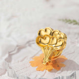 Golden Tone Wax Seal Alloy Stamp Head, for Invitations, Envelopes, Gift Packing, Balloon, 29x25mm, 3pcs/set