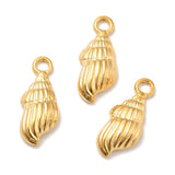 Ion Plating(IP) 304 Stainless Steel Pendants, Conch Charms, Real 18K Gold Plated, 18x7.5x3.5mm, Hole: 2mm, 20pc/Set