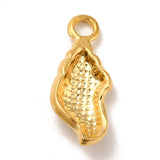 Ion Plating(IP) 304 Stainless Steel Pendants, Conch Charms, Real 18K Gold Plated, 18x7.5x3.5mm, Hole: 2mm, 20pc/Set