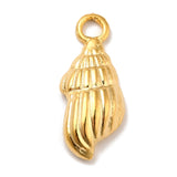 Ion Plating(IP) 304 Stainless Steel Pendants, Conch Charms, Real 18K Gold Plated, 18x7.5x3.5mm, Hole: 2mm, 20pc/Set