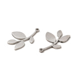 Non-Tarnish 304 Stainless Steel Pendants, Leafy Branch Charms, Stainless Steel Color, 24.5x15x1mm, Hole: 1.6mm, 20pc/Set