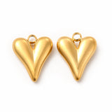 PVD Vacuum Plating 304 Stainless Steel Pendants, Heart Charm, Golden, 15x12x3.5mm, Hole: 1.8mm, 20pc/Set