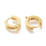 201 Stainless Steel Huggie Hoop Earrings Findings, with Vertical Loop, with 316 Surgical Stainless Steel Earring Pins, Ring, Real 24K Gold Plated, 15x13x3mm, Hole: 1.4mm, Pin: 1mm, 20pc/Set