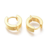 201 Stainless Steel Huggie Hoop Earrings Findings, with Vertical Loop, with 316 Surgical Stainless Steel Earring Pins, Ring, Real 24K Gold Plated, 15x13x4mm, Hole: 1.4mm, Pin: 1mm, 20pc/Set