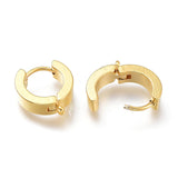 201 Stainless Steel Huggie Hoop Earrings Findings, with Vertical Loop, with 316 Surgical Stainless Steel Earring Pins, Ring, Real 24K Gold Plated, 15x13x4mm, Hole: 1.4mm, Pin: 1mm, 20pc/Set