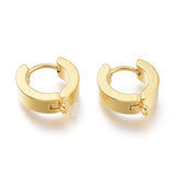 201 Stainless Steel Huggie Hoop Earrings Findings, with Vertical Loop, with 316 Surgical Stainless Steel Earring Pins, Ring, Real 24K Gold Plated, 15x13x4mm, Hole: 1.4mm, Pin: 1mm, 20pc/Set