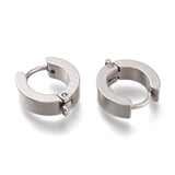 Tarnish Resistant 201 Stainless Steel Huggie Hoop Earrings Findings, with Vertical Loop, with 316 Surgical Stainless Steel Earring Pins, Ring, Stainless Steel Color, 15x13x4mm, Hole: 1.4mm, Pin: 1mm, 20pc/Set