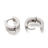 Tarnish Resistant 201 Stainless Steel Huggie Hoop Earrings Findings, with Vertical Loop, with 316 Surgical Stainless Steel Earring Pins, Ring, Stainless Steel Color, 15x13x4mm, Hole: 1.4mm, Pin: 1mm, 20pc/Set