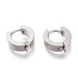 Tarnish Resistant 201 Stainless Steel Huggie Hoop Earrings Findings, with Vertical Loop, with 316 Surgical Stainless Steel Earring Pins, Ring, Stainless Steel Color, 15x13x4mm, Hole: 1.4mm, Pin: 1mm, 20pc/Set